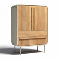 Wooden cabinet with white finish and two doors 90 x 60 x 130cm