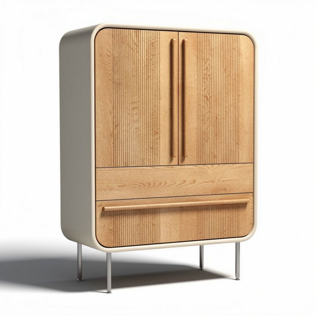 Wooden cabinet with white finish and two doors 90 x 60 x 130cm