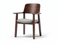 Wooden dining chair with gray upholstered seat and curved backrest 45 x 55 x 80cm