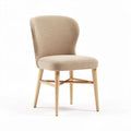 Upholstered dining chair in beige fabric with wood legs 40 x 45 x 85cm