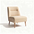 Beige upholstered accent chair with wood legs and modern design 70 x 70 x 85cm