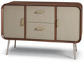 Wood and beige sideboard console with three drawers and metal legs 90 x 40 x 75cm