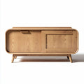 Natural wood storage cabinet with sliding door 100 x 45 x 50cm