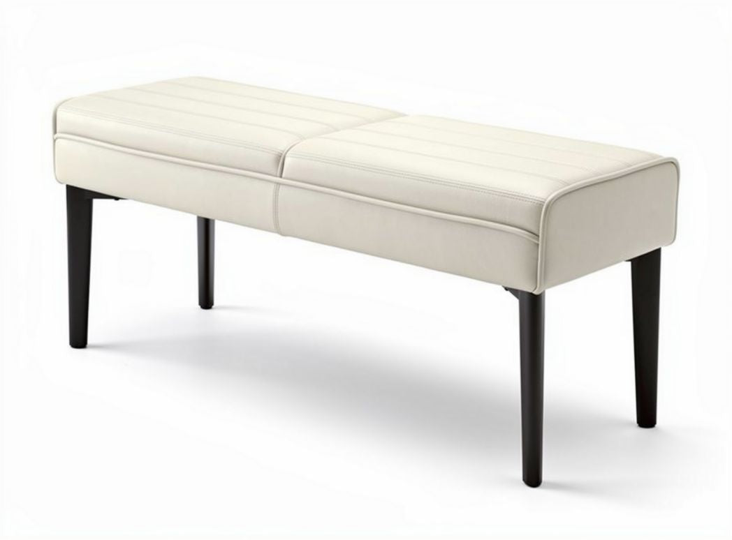 Upholstered bench for entryway or living room in cream faux leather 120 x 40 x 45cm