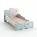 Children's bed with moon and star design in pastel colors 140 x 70 x 60cm