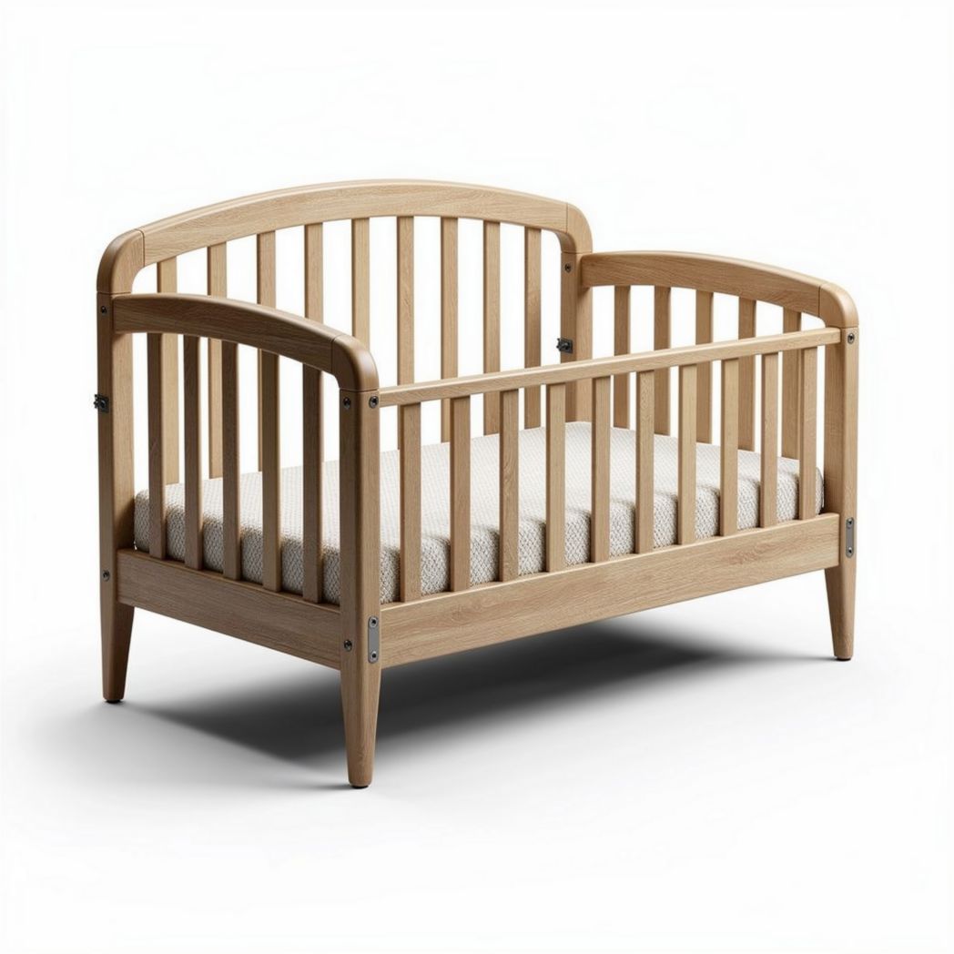 Wooden toddler cot bed with slatted design and mattress included 120 x 60 x 80cm