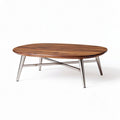 Wooden coffee table with stainless steel legs oval shape 120 x 70 x 40cm